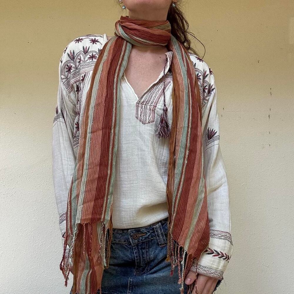 Boho multicoloured striped metallic scarf - Picture 3 of 6